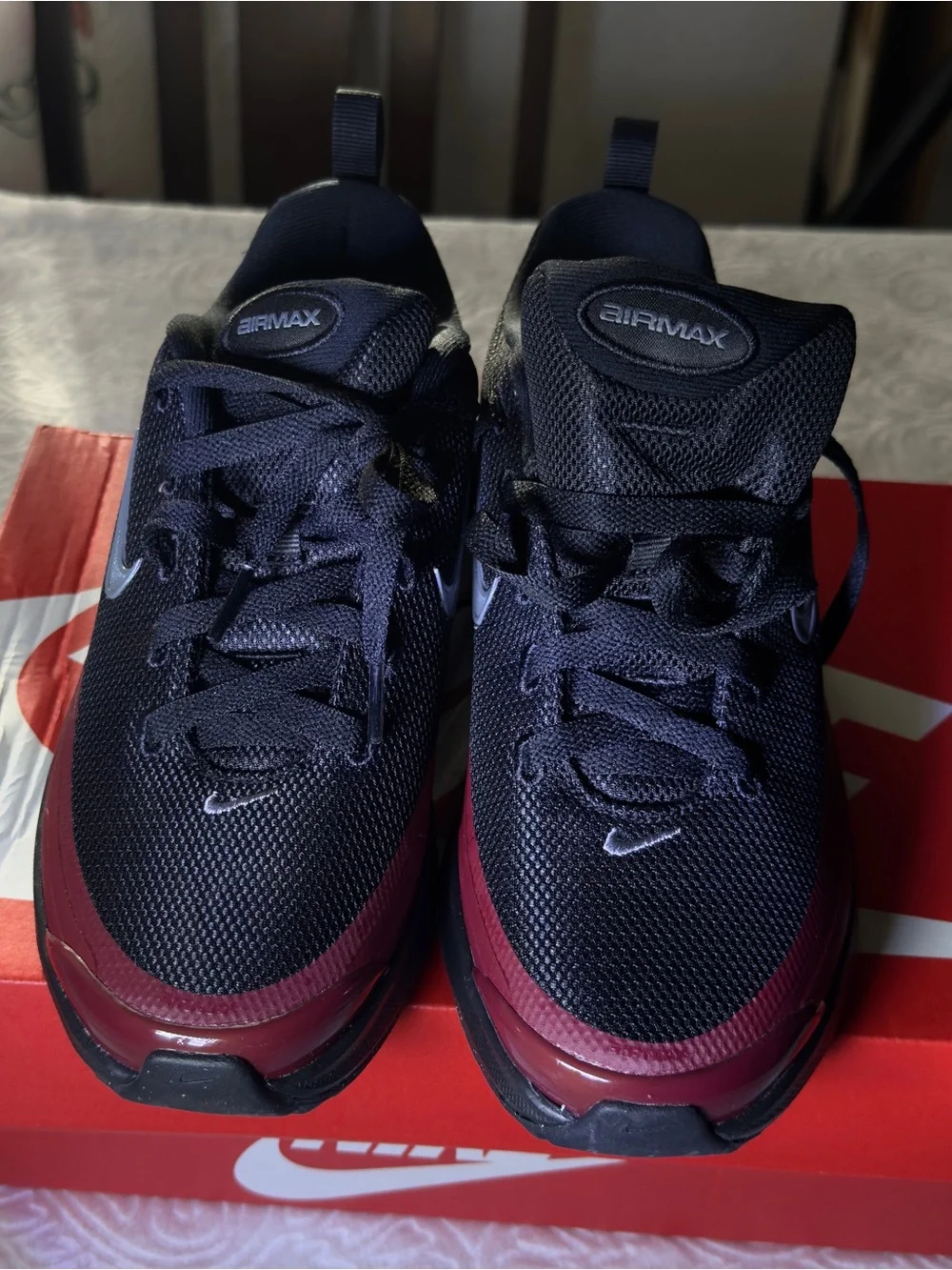 Nike Air Max Excee Kids Black Burgundy Sneakers Size 6Y